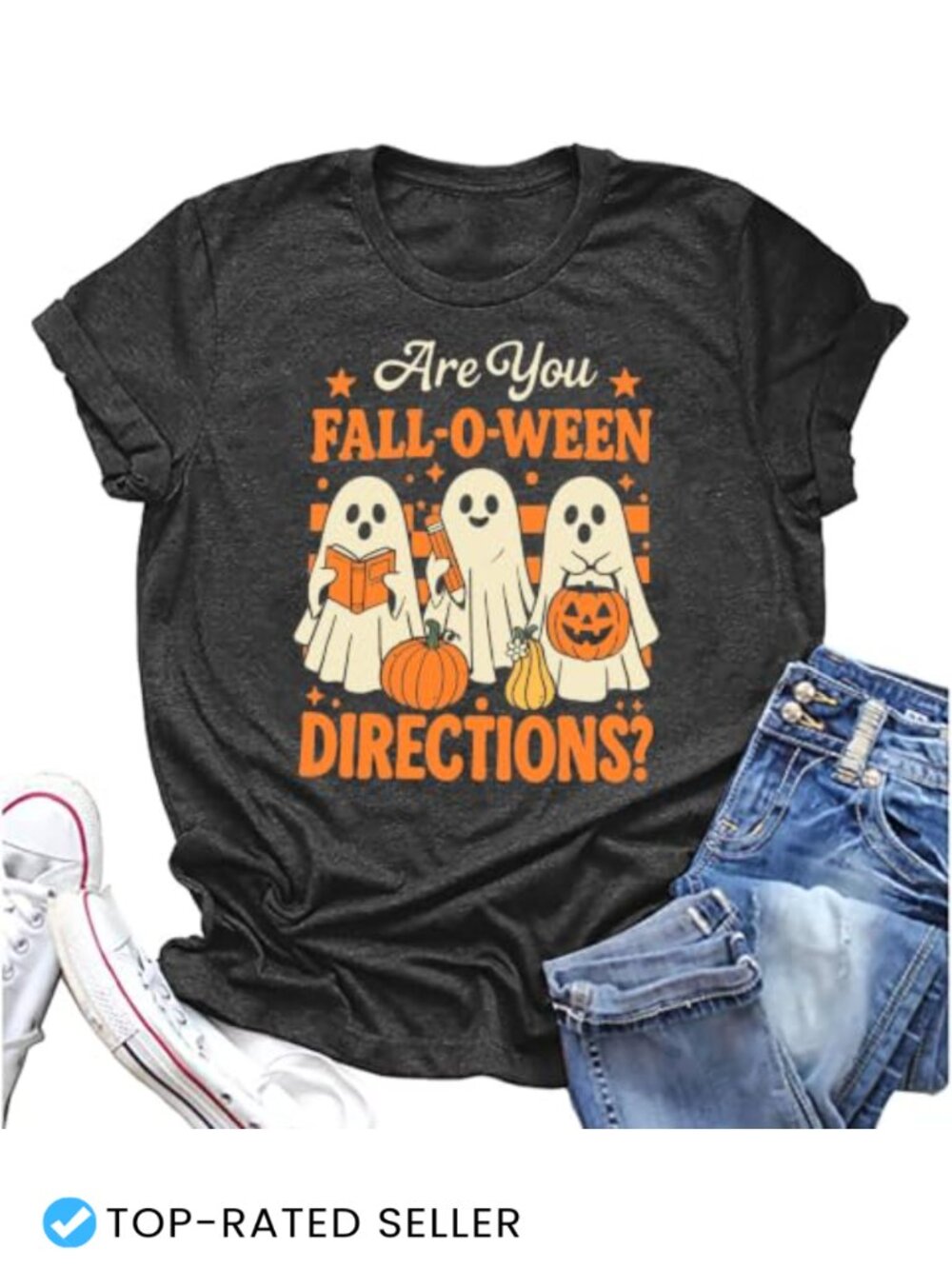 Teacher Halloween T-Shirt Ghost Pumpkins Cotton Blend RT